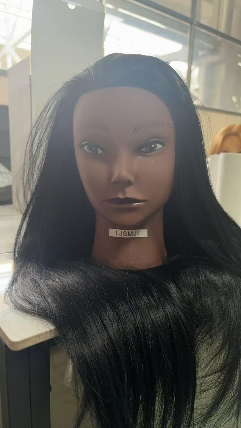 Mannequin Head for Hair Styling | Cosmetology Training Doll Head with Clamp Holder - Black
