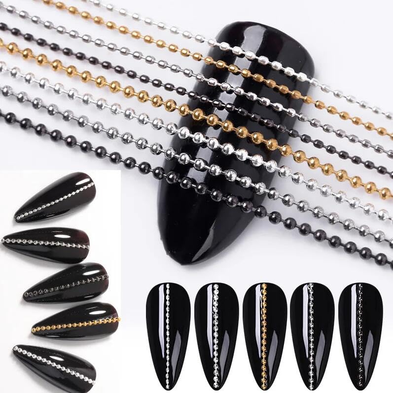 Gold Nail Art Chains - 4pcs 50cm Nail Charms & Decorations