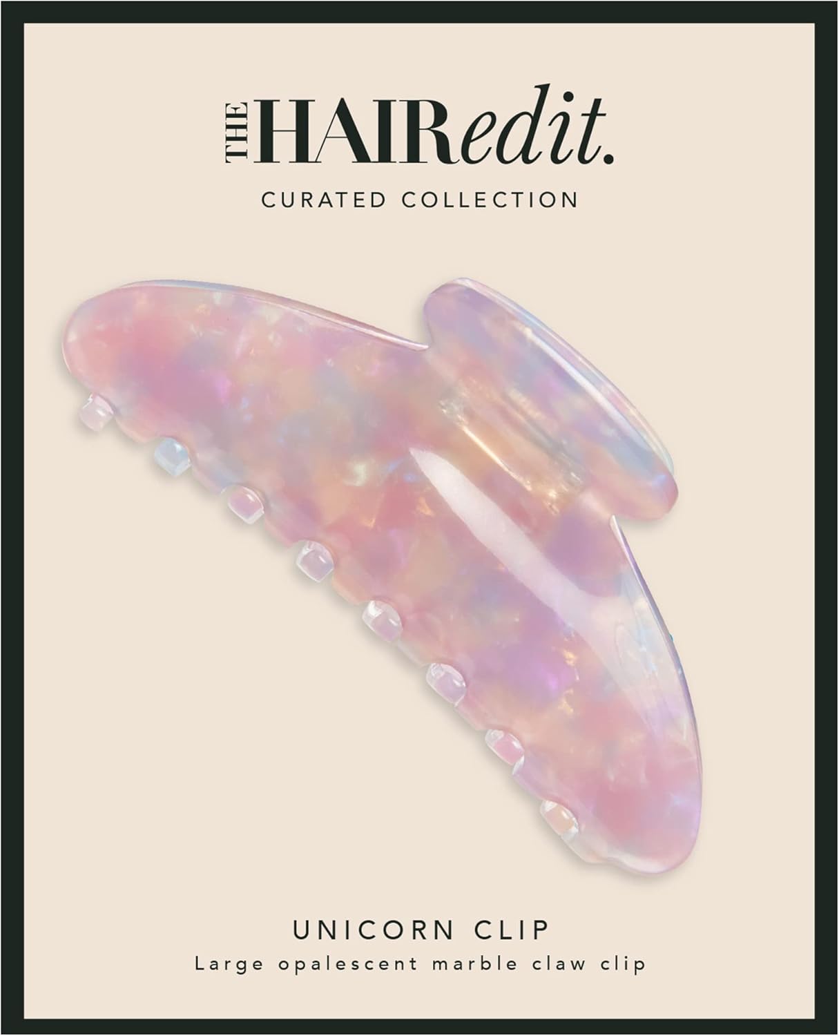 Unicorn Clip - Large Opalescent Marble Hair Claw Clip for Stylish Updos