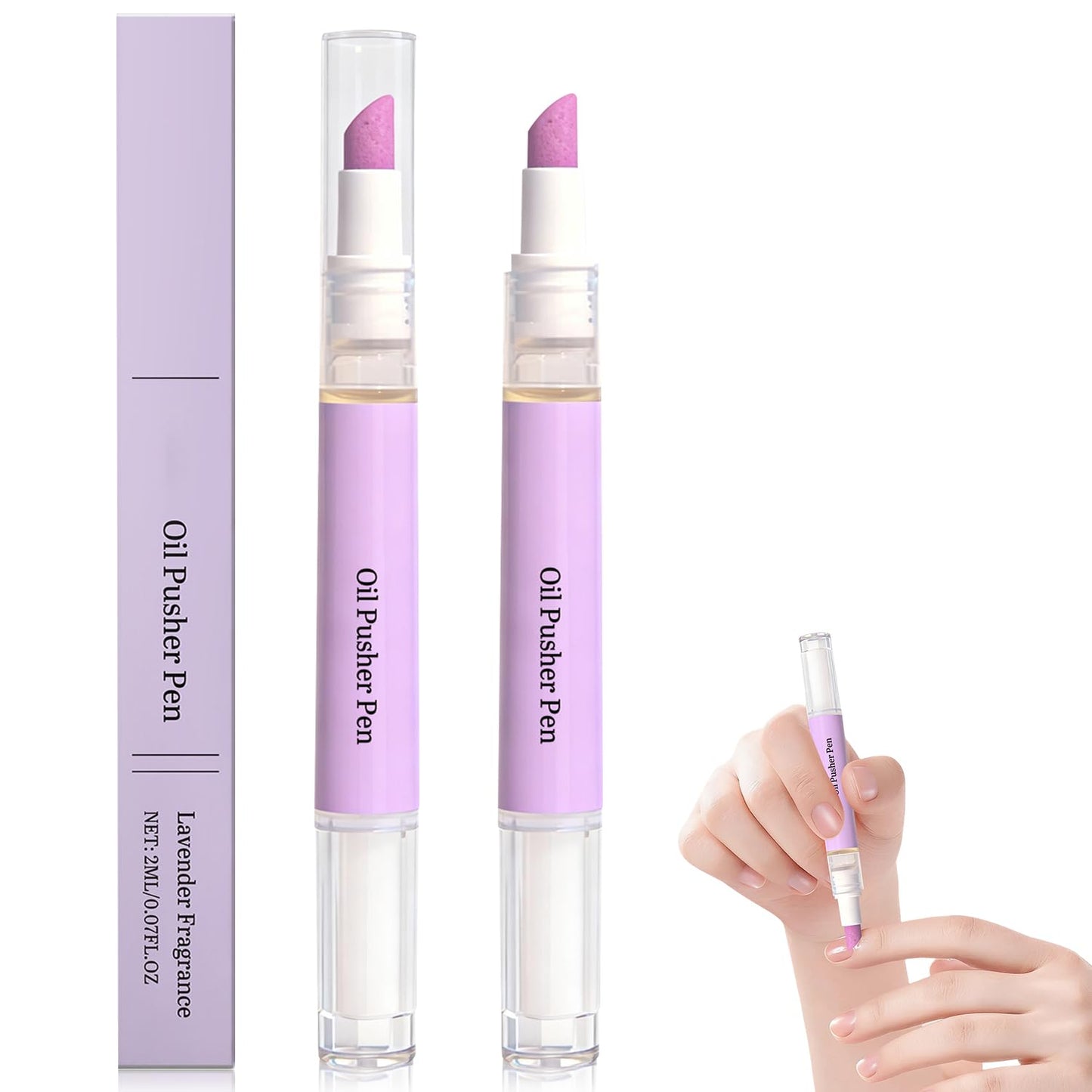 Cuticle Oil Pusher Pen Set - 2-in-1 Nail Care Applicators for Hangnails & Dry Nails | Moisturizing & Brightening Formula
