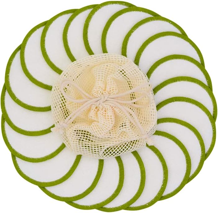Reusable Makeup Remover Pads - 20 Pack Bamboo Cotton Rounds for All Skin Types | Washable with Cotton Bag