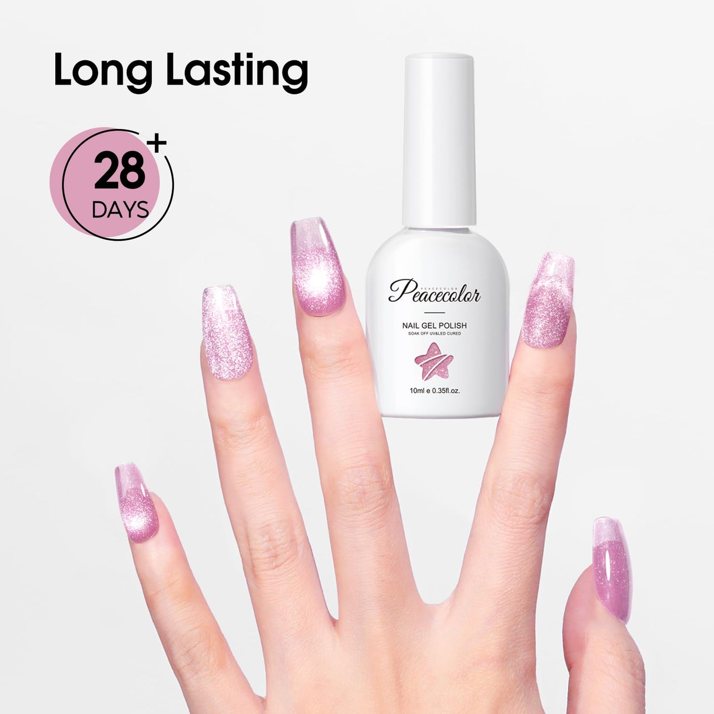 PEACECOLOR Cat Eye Gel Nail Polish Set 6 Colors Milky Nude Pink Glitter Summer Cat Eye Magnetic Sparkle with Magnet Soak Off Home Salon Nails