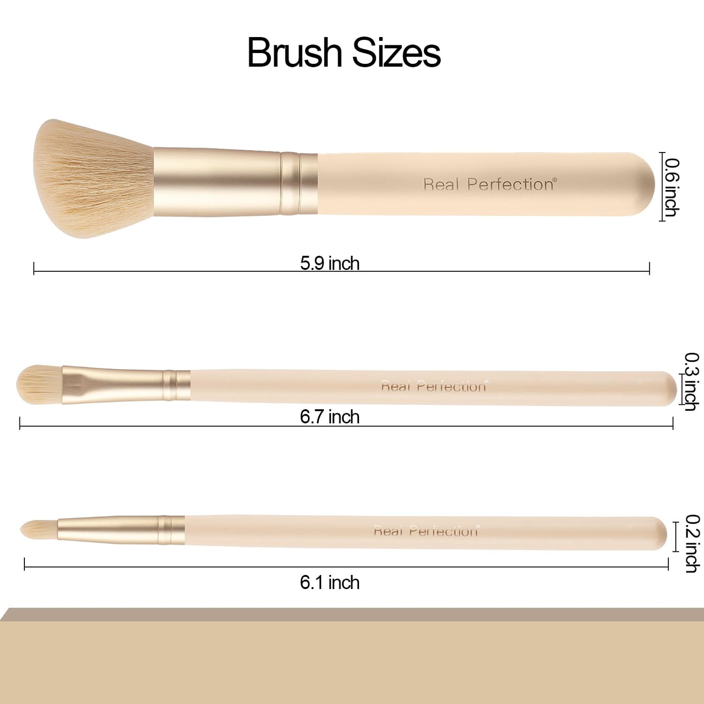 Real Perfection Makeup Brush Set - 16 Premium Synthetic Brushes for Foundation, Eyeshadow & Blush | Beige