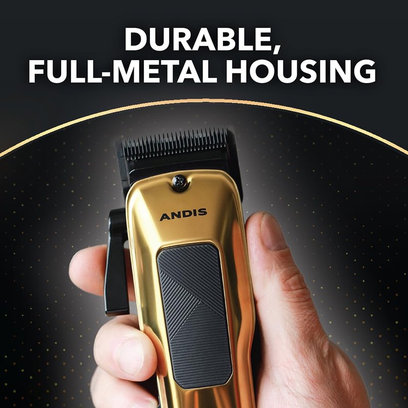 Andis 562312 Phenom Professional Corded/Cordless Hair Clipper, Adjustable Phaze Blade, Close Cutting, Gold