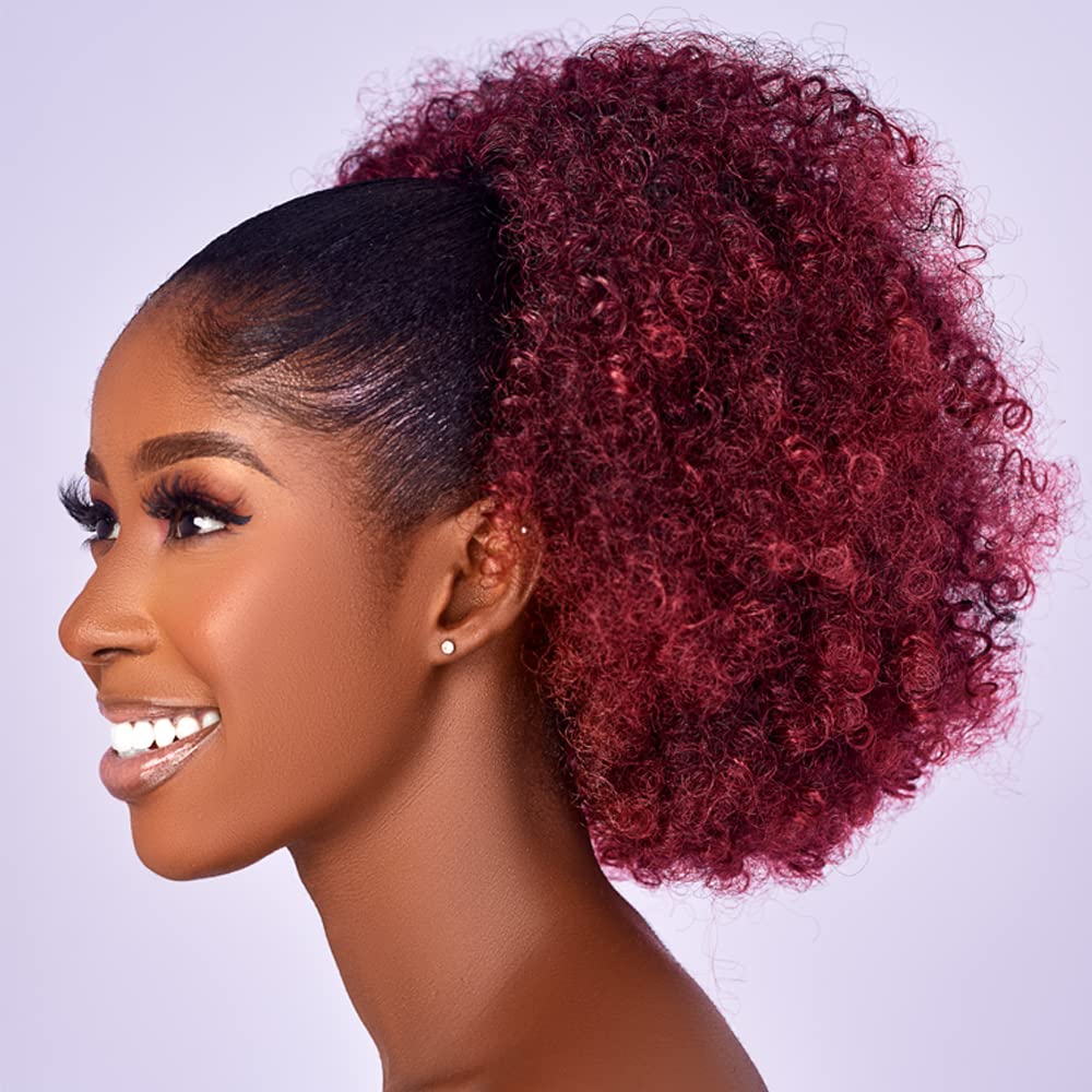 Kinky Curly Drawstring Ponytail Extension - Afro Puff Hairpiece for Black Women | Synthetic Short Bun (2#)
