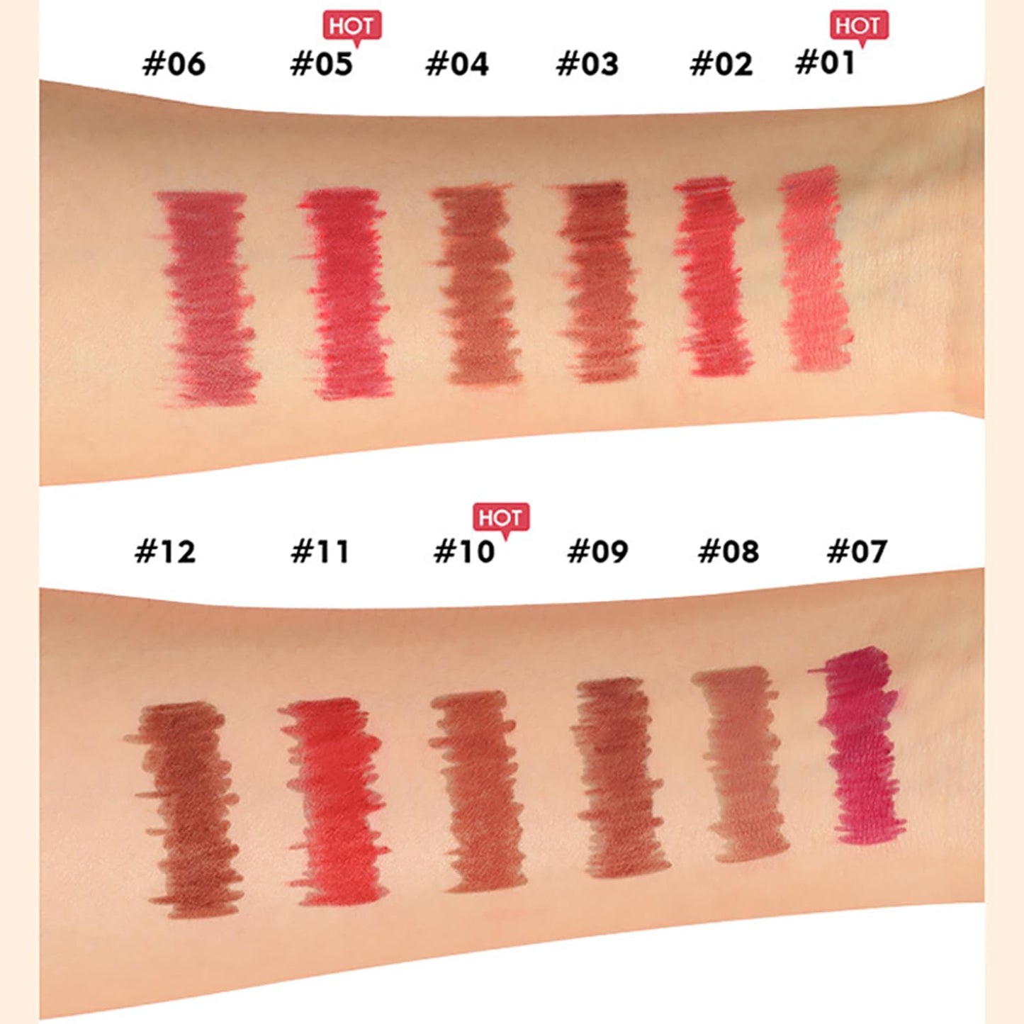 Classic Matte Finish Lip Liner Set - 12 High Pigmented Waterproof Shades for Women | Define & Sculpt Lips