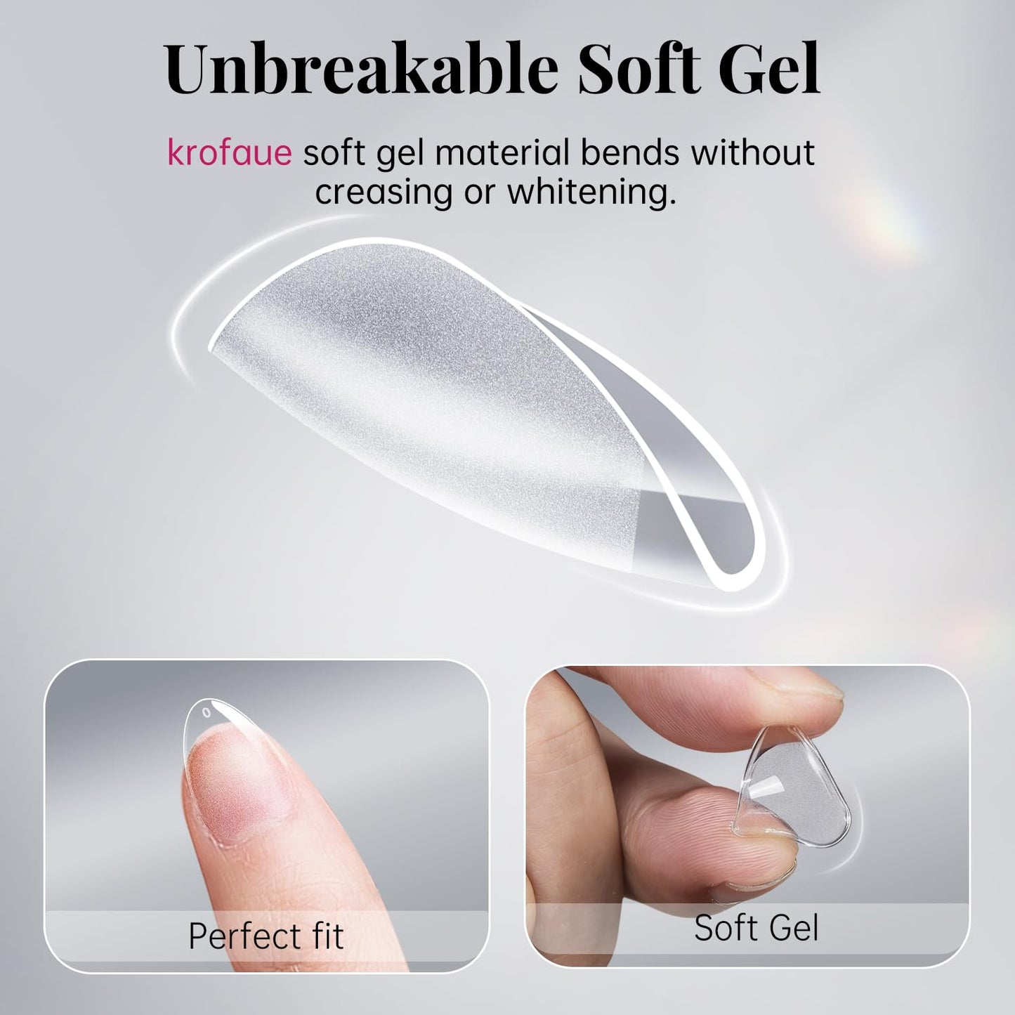 krofaue Almond Nail Tips 240pcs - Half Matte Short Press On Nails, 12 Sizes Pre-Shaped Extra Short Clear Tips for Full Cover Nail Extensions DIY