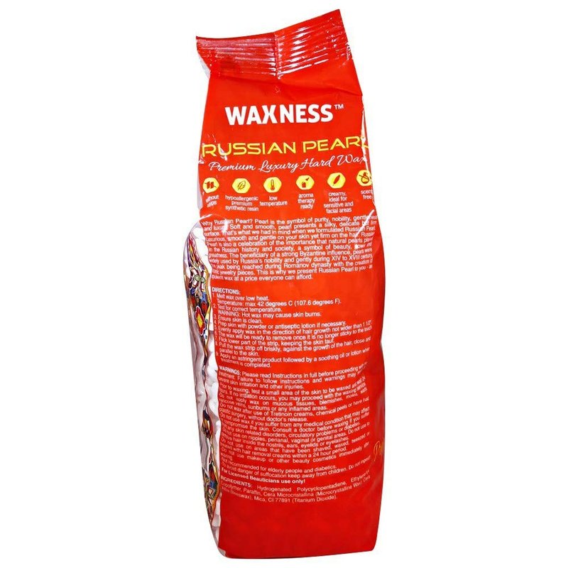 Waxness RUSSIAN PEARL (Creamy) and SENSI CLEAR (Gel) Rosin-Free Stripless Hard Wax for Sensitive Skin, Brazilian & Full Body Hair Removal 2.2 lb / 1 kg Each, Pack of 2, Made in Italy
