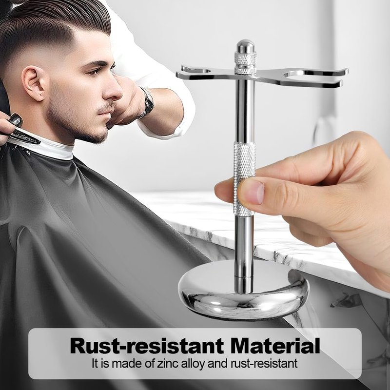Nfijnlt Safety Razor Holder Stand, Safety Razor Stand for Men, Razor and Shaving Brush Holder Stand, Metal Base for Added Stability and Long-Lasting Use