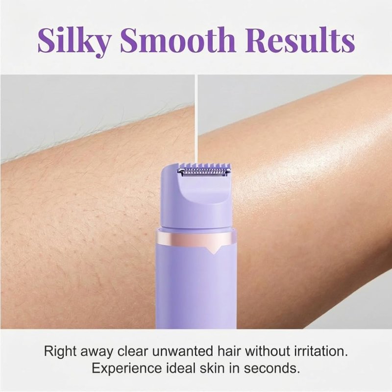 Bikini Trimmer for Women, 2 in 1 Electric Razors for Women, Rechargeable Pubic Body Hair Trimmer Electric Shaver for Legs Body Hair, Waterproof Easy Clean, Ceramic Blade for Underarm Leg Arm (Purple)