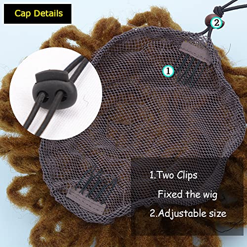 8 Inch Brown Faux Locs Ponytail Bun for Women - Drawstring Dreadlocks Hairpiece