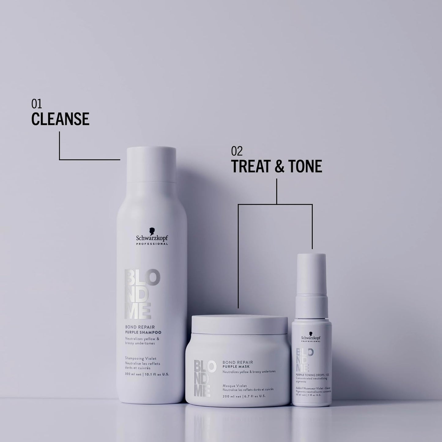 BlondMe Bond Repair Purple Mask - Neutralizes Yellow & Brassy Tones | For Healthy, Moisturized Blonde Hair