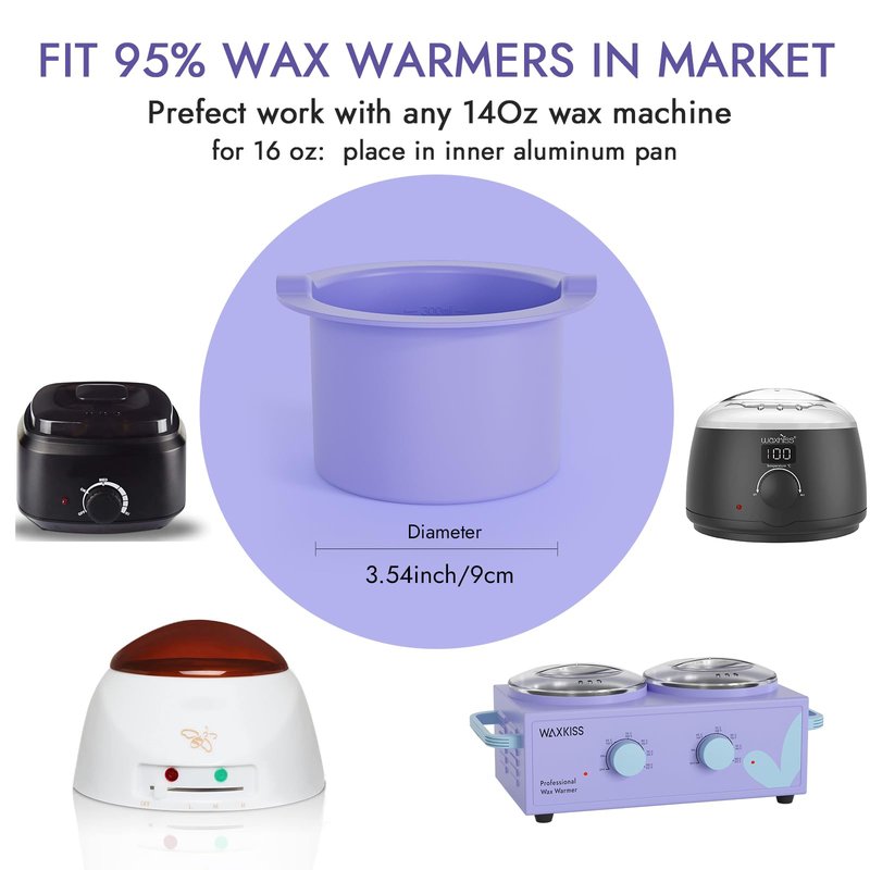 Silicone Wax Warmer Liner 14oz Pot Liner for Waxing Replacement Microwave Easy to Clean Reusable 3pcs Non-Stick Wax Silicone Bowl Diameter 9cm