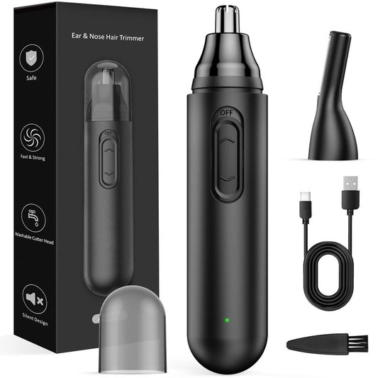 IFANZETECH Nose Hair Trimmer for Men Rechargeable: 2024 Painless Rechargeable Nose Hair Trimmer IPX7 Waterproof, Dual Edge Blades Eyebrow & Facial Trimmer for Men for Easy Cleansing, Black