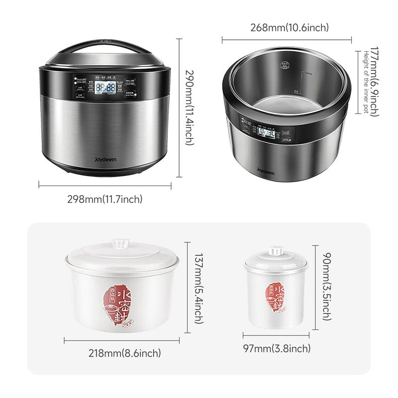 Joydeem Electric Stew Pot, 8.5Qt Stainless Steel Inner Pot with 5 Ceramic Liners (3.5L + 4 × 0.45L), Dual Cooking Modes, Brushed Stainless-Steel Exterior, For Soup, Congee & Bird’s Nest, DDG-B350