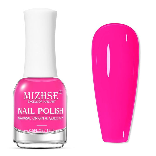 MIZHSE Quick Dry Hot Pink Nail Polish - Non-Gel Air Drying, 15ml Glossy Finish for DIY Manicure
