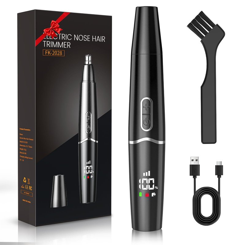 Ear and Nose Hair Trimmer with LED Display for Men Women, Painless USB Rechargeable Eyebrow & Facial & Nose Hair Trimmer Clipper, 10000 RPM Precision Tool Professional IPX7 Waterproof Dual Edge Blades