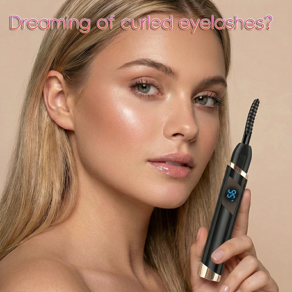 Heated Eyelash Curler - USB Rechargeable Electric Curler with LED Display & 3 Temperature Modes | Ideal Christmas Gift for Women
