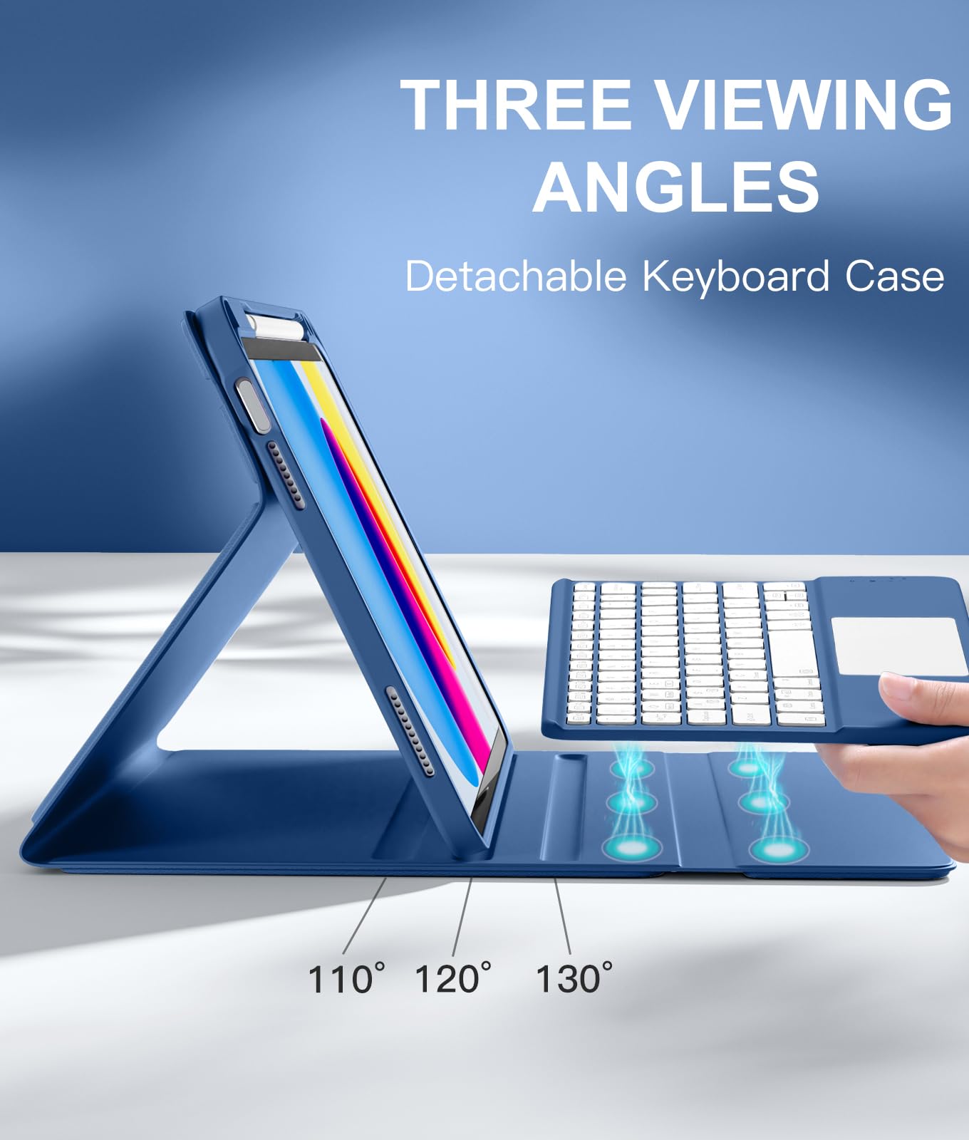 Harvopu for iPad A16 11th/10th Generation Case with Keyboard, Folio Cover