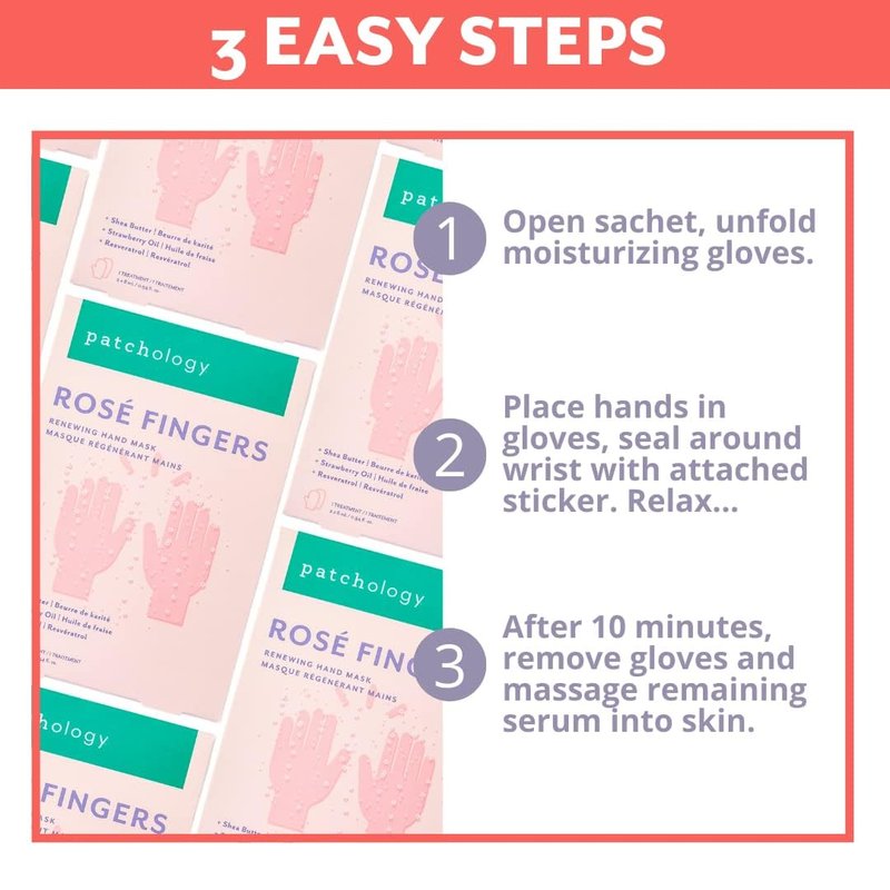 Patchology Hand Mask - Strawberry-Scented Moisturizing Gloves with Shea Butter for Dry Hands | 1 Pair