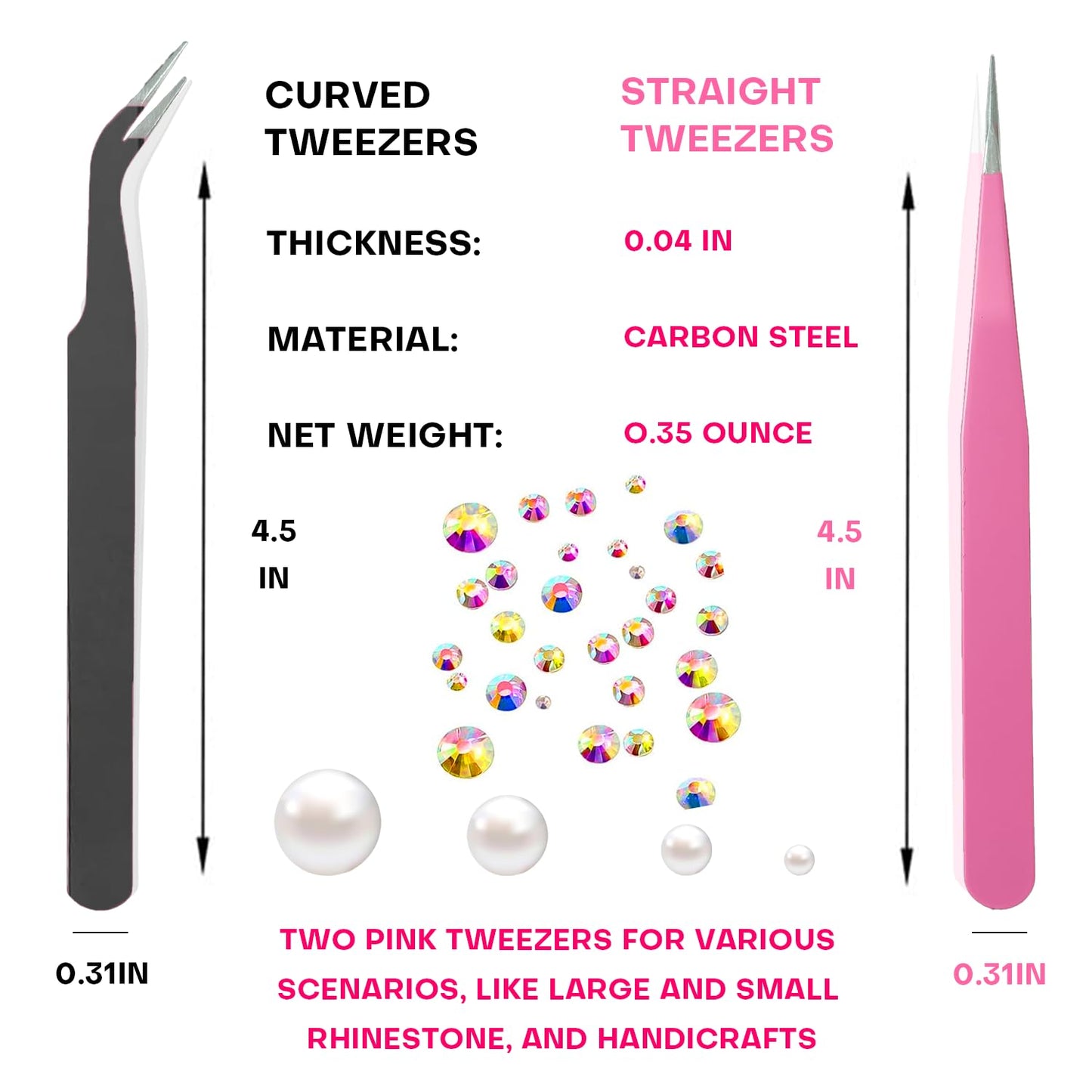 Rhinestone Picker Tool Kit - 14 Pcs with Dual-Head Pens, Wax Tips & Precision Tweezers for Nail Art Gems & Charms