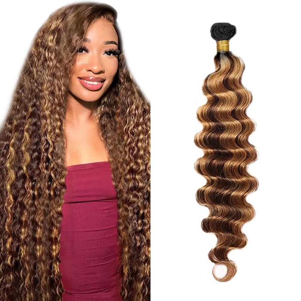 100g 26 inch Ombre Brown Bundles P430 Human Hair Bundles #4 Deep Wave Bundle Highlight Human Hair Bundle