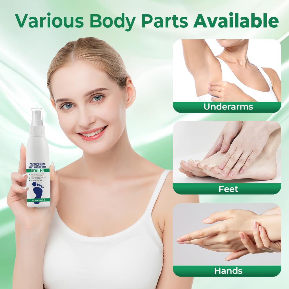 Foot Spray with Tea Tree Oil, Tea Tree Oil Feet Spray for Foot & Shoe Deodorizer Spray, Odor Control Quick Drying Freshener Odor Eliminator for Daily Feet Care (1pcs)