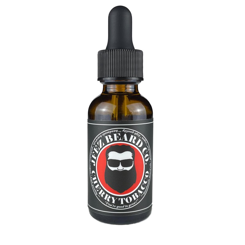 JFEZ BEARD CO. Cherry Tobacco Beard Oil - American-Made Nourishing Anti-Itch Dander Reducing, Mustache and Beard Care Conditioner (1 Oz)