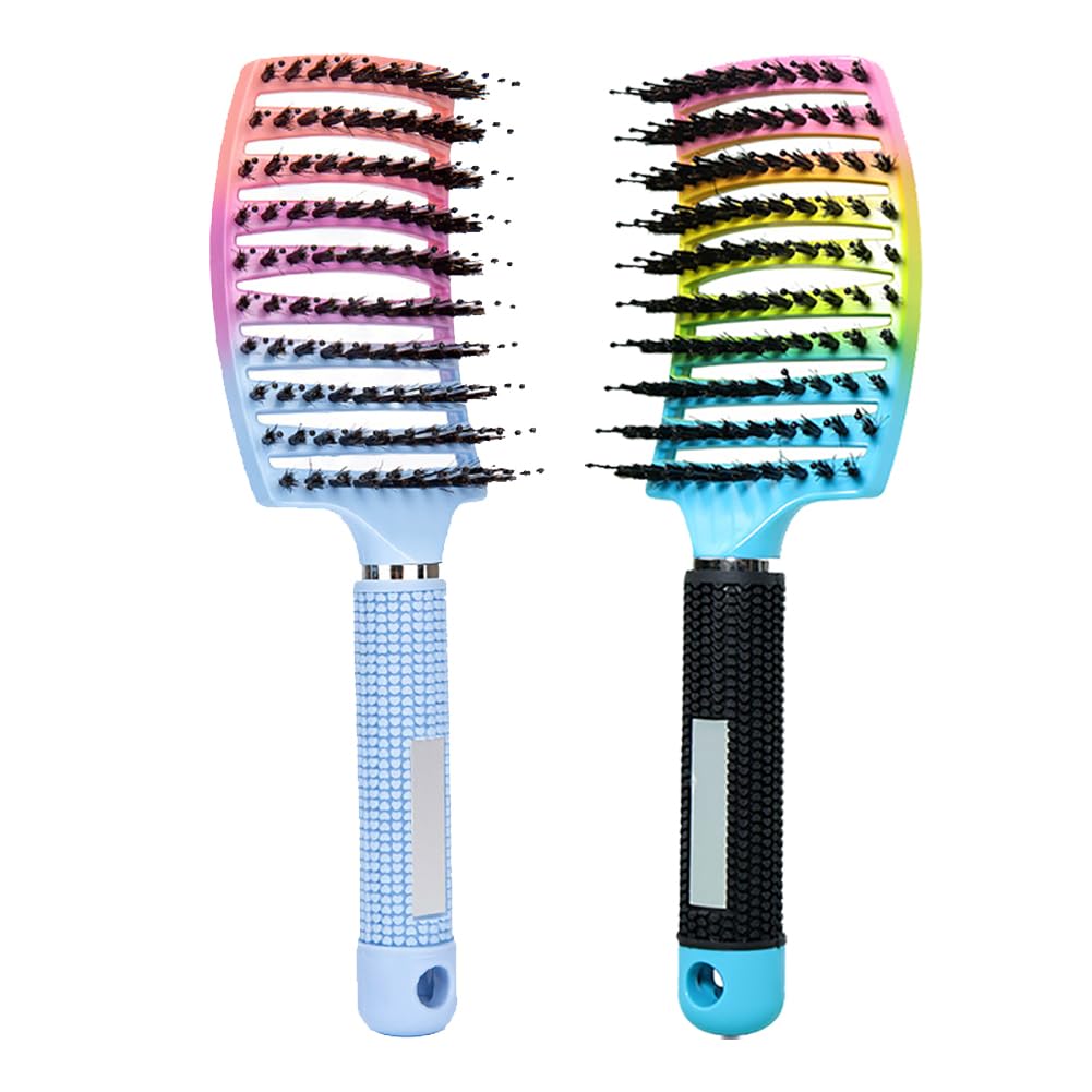 Ultra Detangling Brush - Magical Hairbrush for Wet or Dry Hair | Fast Drying, Massage Design (Pink & Purple)