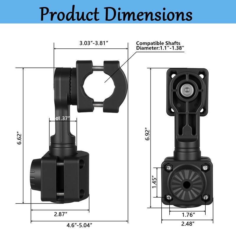 VINmounts 0 Degree Perspective Mount Compatible with LVS34,MultiMode Transducer Mount for Pole & Trolling Motor Shaft