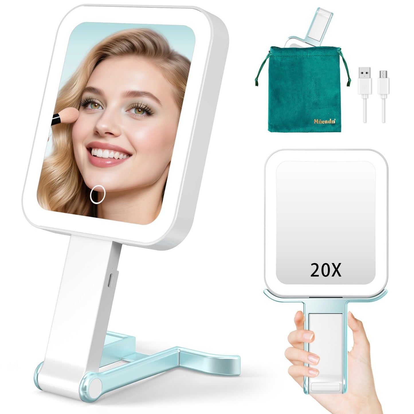 Mocado 20X/1X Magnifying Mirror with Light Travel Makeup Mirror with Lights