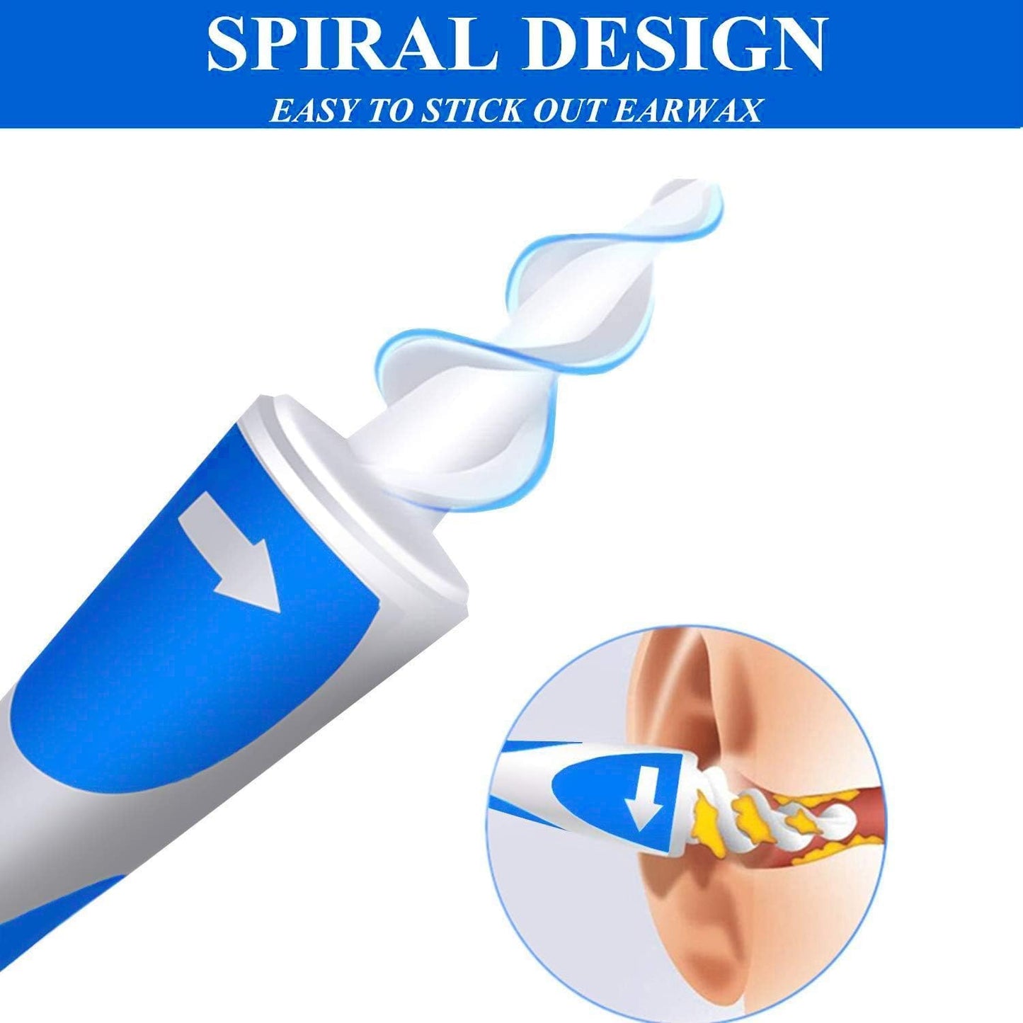 Earwax Removal Tool - QGrips Spiral Ear Cleaner Kit with 16 Soft Replacements | Safe & Reusable