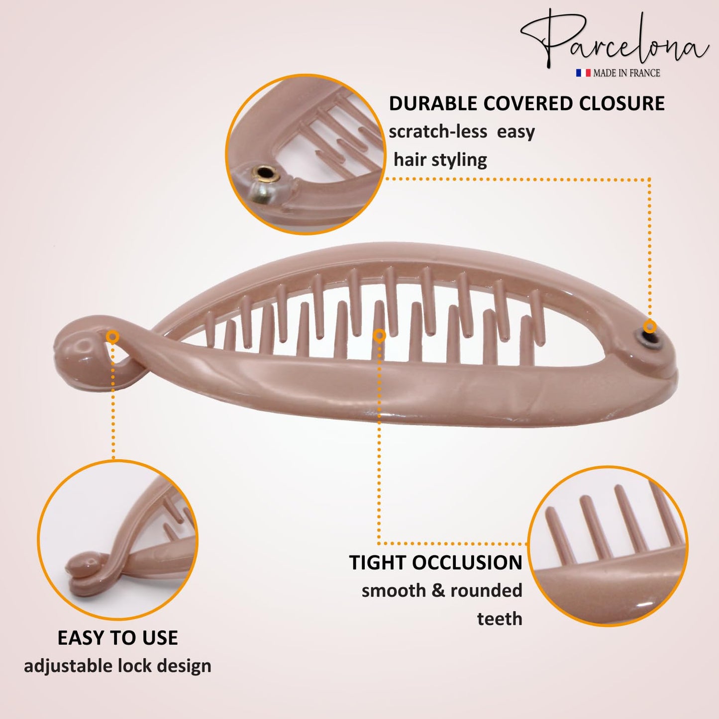 French Mini Blush Pink Hair Clips - Pack of 2 Celluloid Banana Clips for Thick Hair