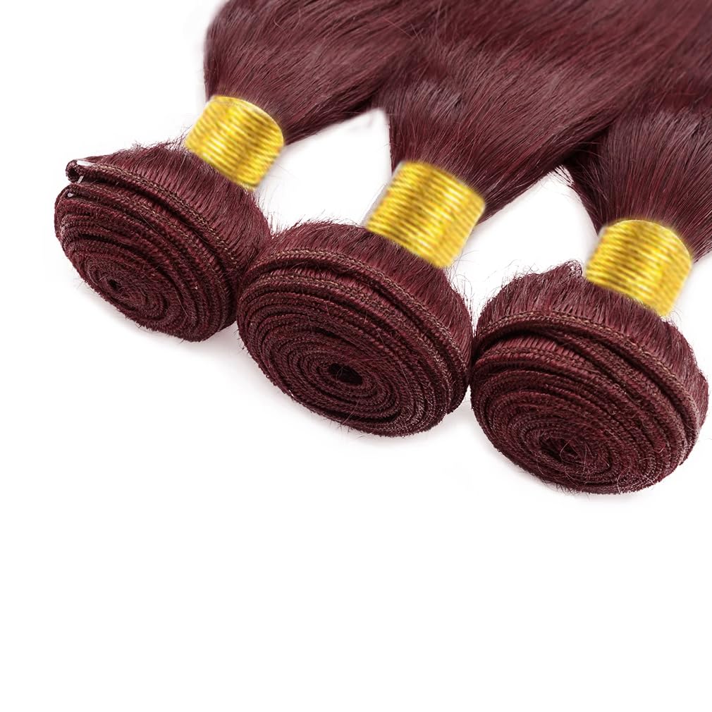 #99J Bundles Human Hair Straight Bundles 30 Inch Burgundy Straight Bundle Unprocessed Brazilian Virgin Weave Hair 1 Bundle 50 Gram Per Bundle