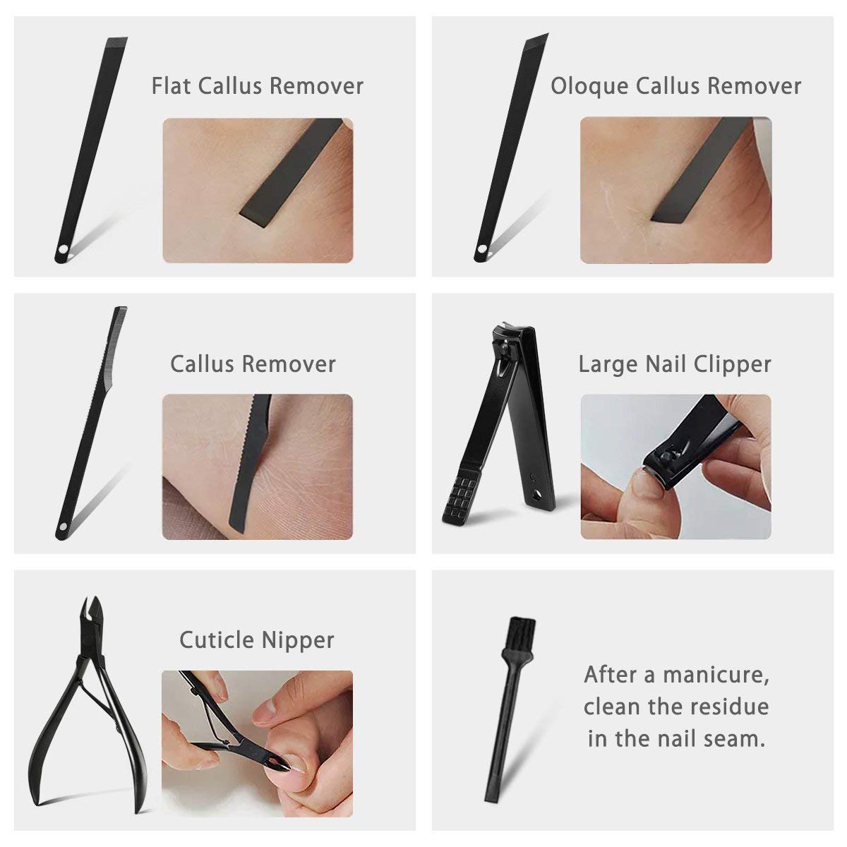 Nail Clipper Set Manicure Pedicure Set, HARPIMER 16PCS Stainless Steel Nail Care Cutter Cuticle Remover Nail Clippers Pedicure Tool Kit, with a Portable Case (Black)