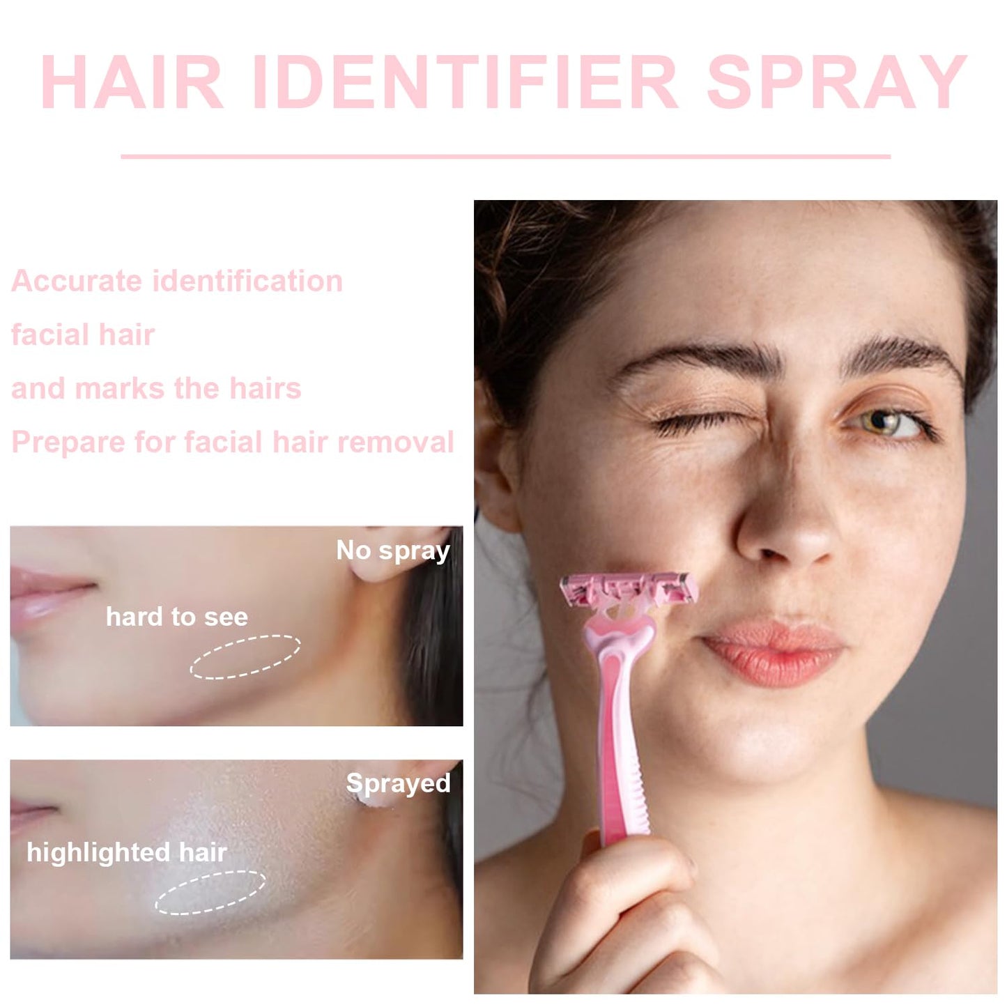 Hair Identifier Spray - Moisturizing Dermaplaner for Face Shaving | Glow Reveal Peach Fuzz Remover (1pc)