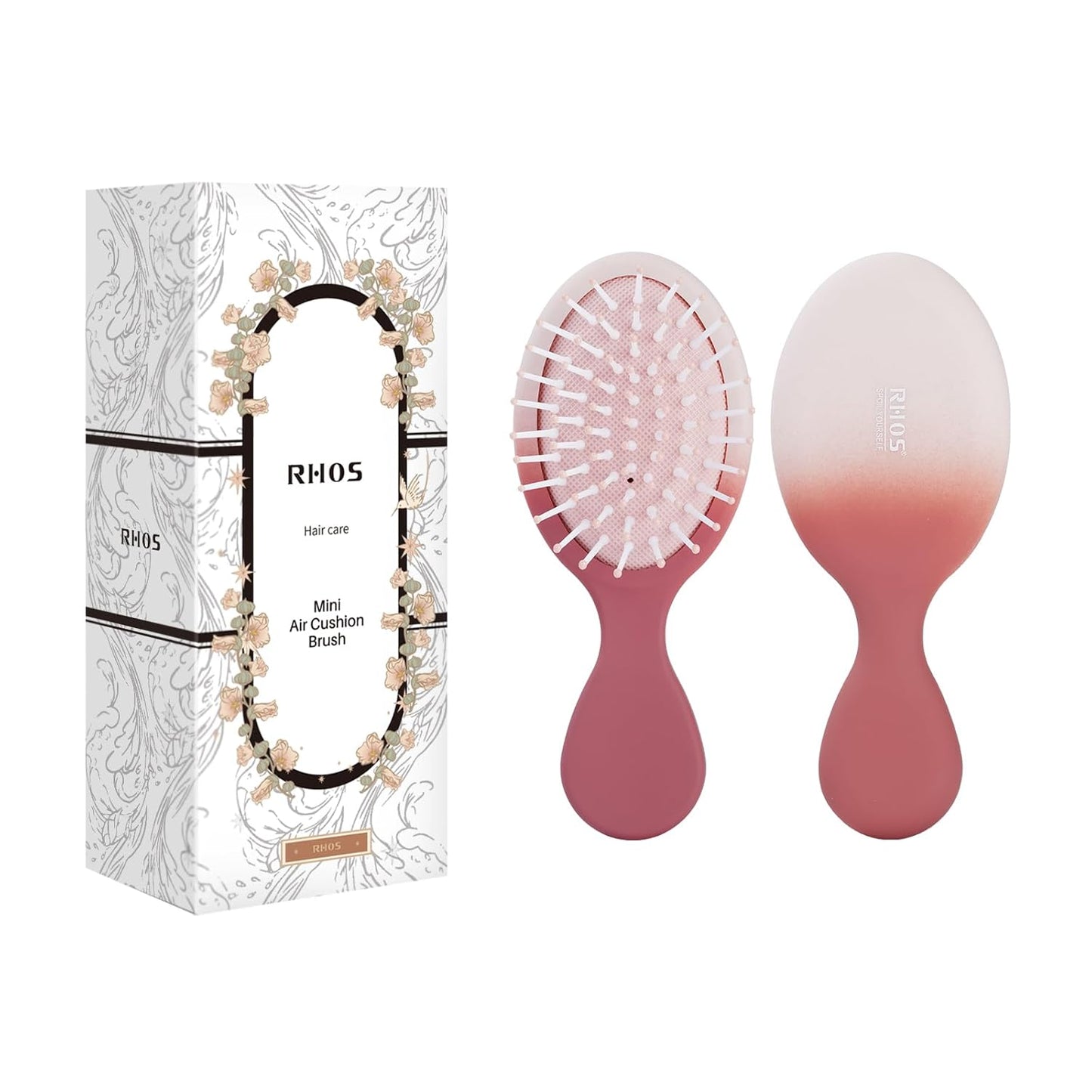 Folding Hair Brush with Mirror - Mini Purse Brush for Women & Girls | Soft Nylon Bristles, Travel Size (Beige)