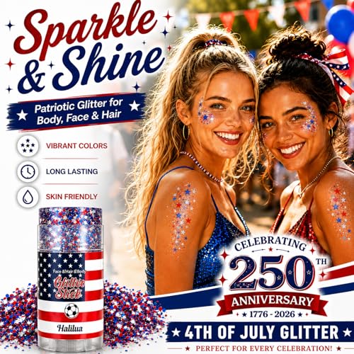 Patriotic Red White and Blue Glitter Stick for 4th of July