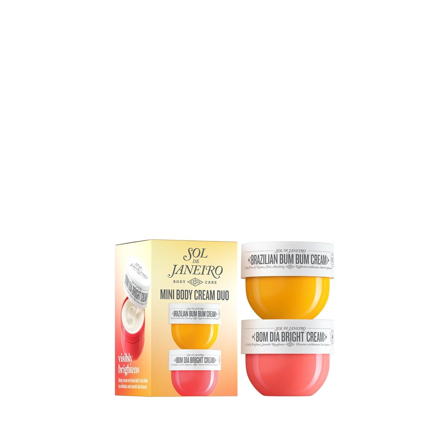 Mini Body Cream Trial Set | Brazilian Bum Bum Cream & Bom Dia Bright Cream - 2 Piece Travel Size 25 mL