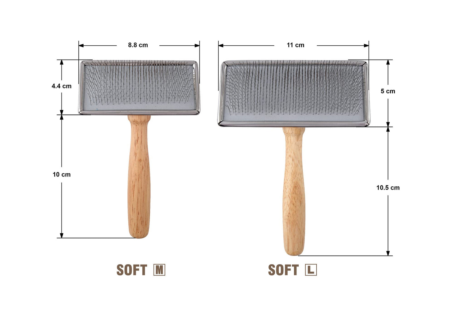 Furzone Wooden Slicker Brush for Dogs (Size L) - Stainless Steel Soft Pin Grooming Brush for Dogs