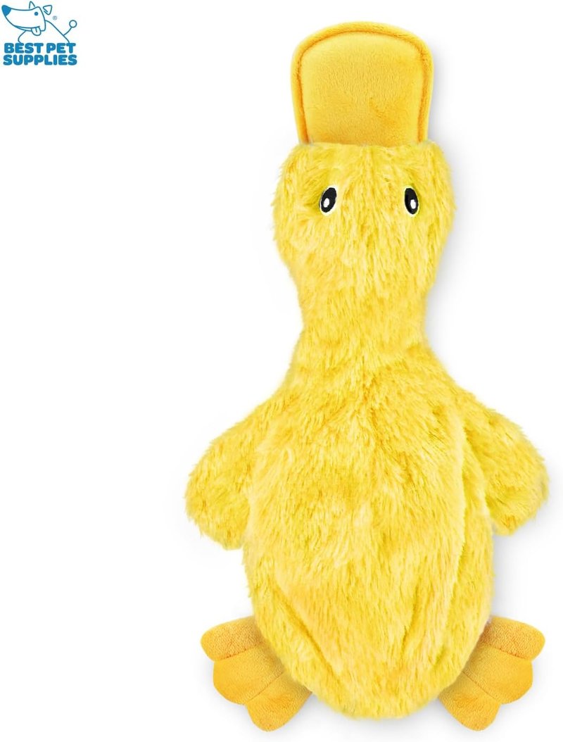 Interactive Squeaky Dog Chew Toy - Crinkle Duck for Small, Medium & Large Dogs | Durable Fetch Toy (Yellow)
