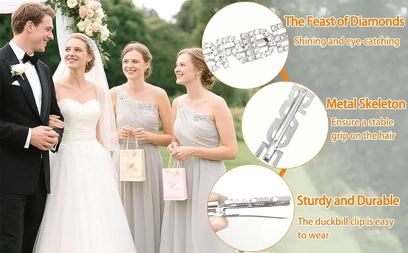 SWOSWHEN Bridal Hair Clips 2-Pack - Sparkling Rhinestone Wedding Hair Accessories