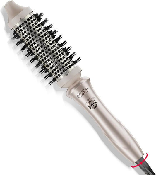 Tymo Thermal Brush - 1.5 Inch Curling & Straightening Tool | Dual Voltage Heated Volumizer in Gold