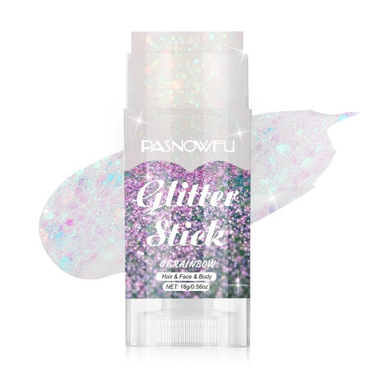 PASNOWFU Rainbow Body Glitter Stick, Gel Formula Face and Hair Glitter for Women and Girls, Multi-Use Festival Concert Party Makeup for Stage Performance Cosplay Costume Events
