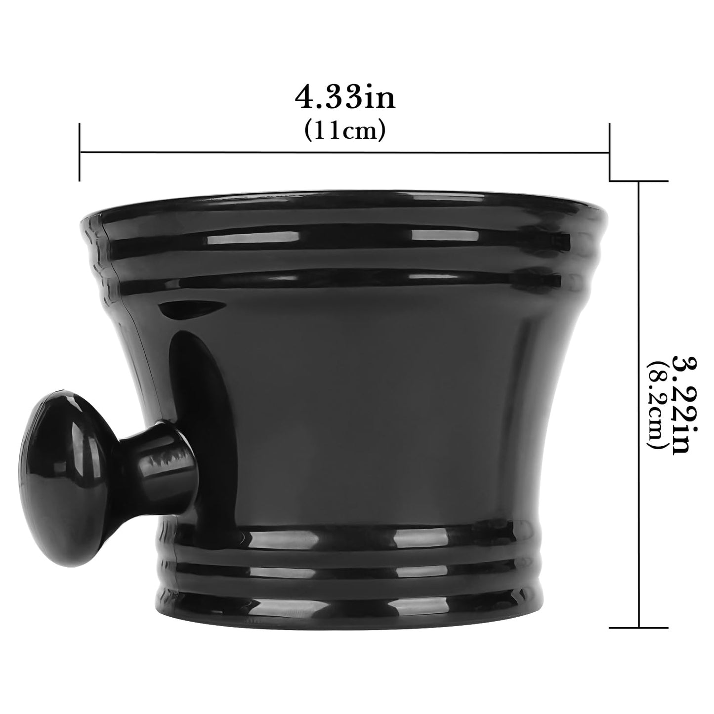 Linkidea Men Plastic Shaving Cup with Handle, Deep Size Textured Wet Shaving Cup, Traditional Wet Shaving Factory Shaving Mug (Black), RAC18-01