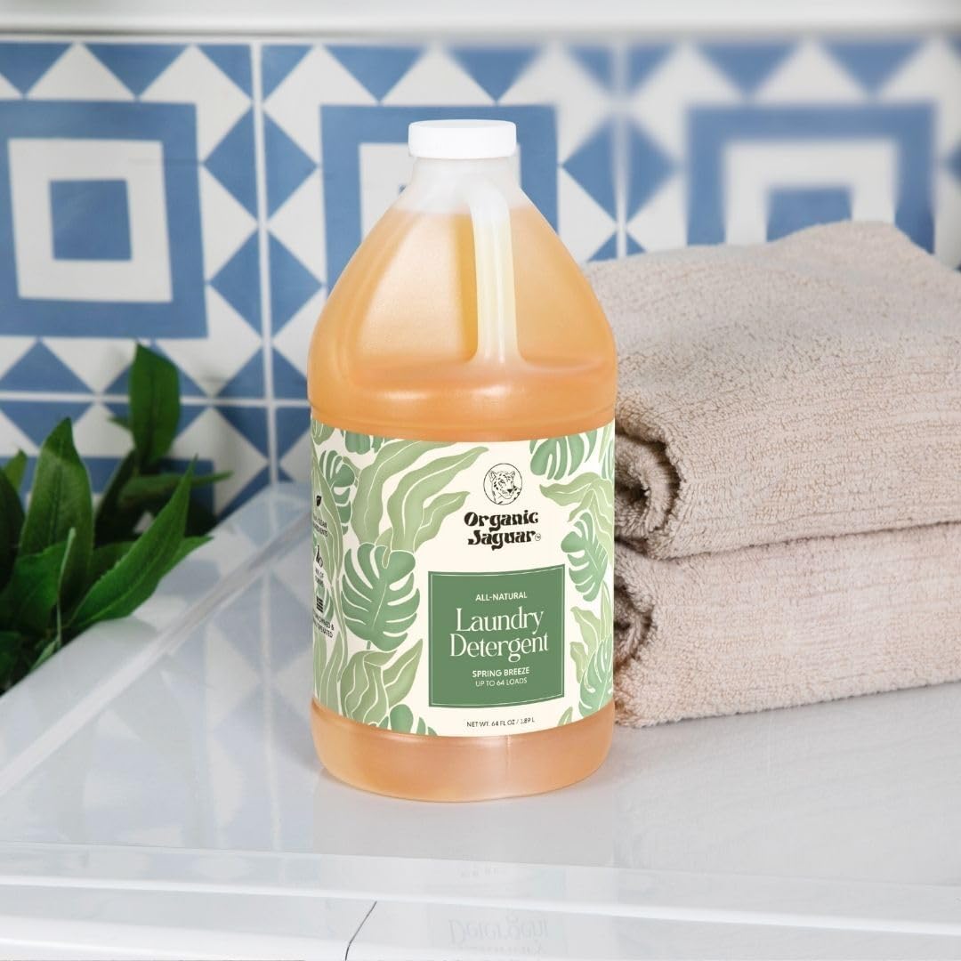 Organic Jaguar Laundry Detergent - Spring Breeze Scent | 64 Loads, 100% Natural Formula with Essential Oils