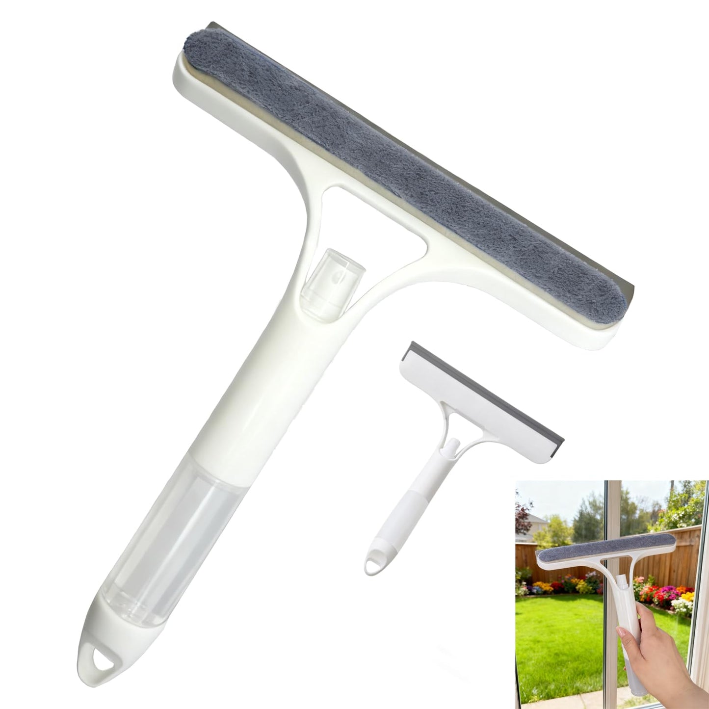 3 in 1 Window Cleaning Scraper,Multifunctional Spray Window Squeegee Cleaner Tool,Mirrors Scraper,Squeegee and Scrubber Spray Bottle Window Squeegee for Glass Doors,Glass Cleaner Tool
