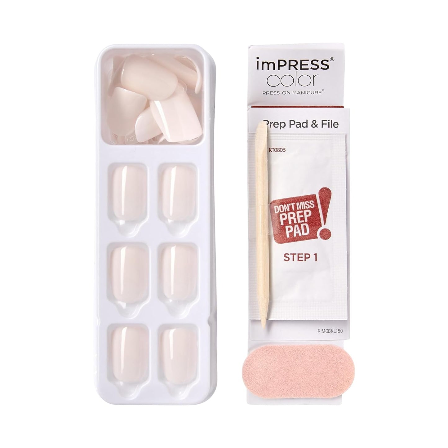 Kiss Impress No Glue Mani Press-On Nails - Point Pink Squoval Shape | 30 Nails, Prep Pad & Accessories