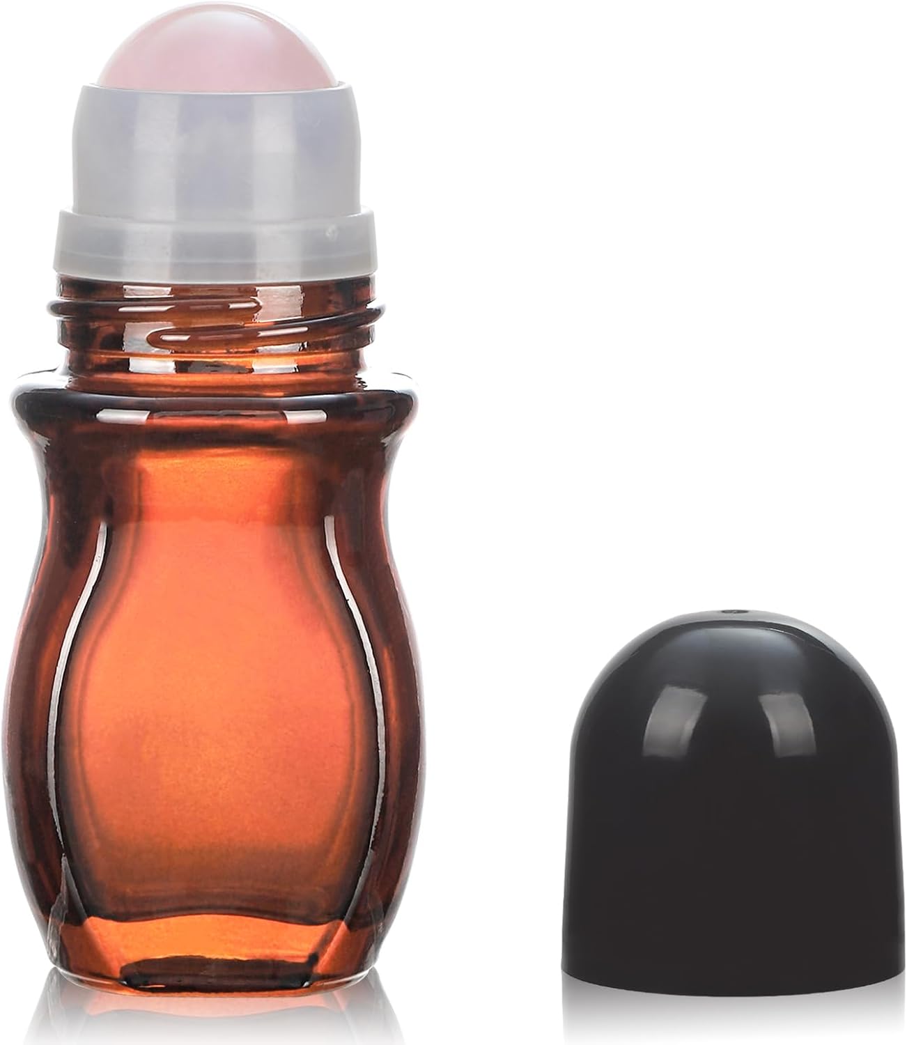 Amber Glass Roll-On Bottles for Essential Oils - 1oz Refillable with Quartz Rollerball Applicator