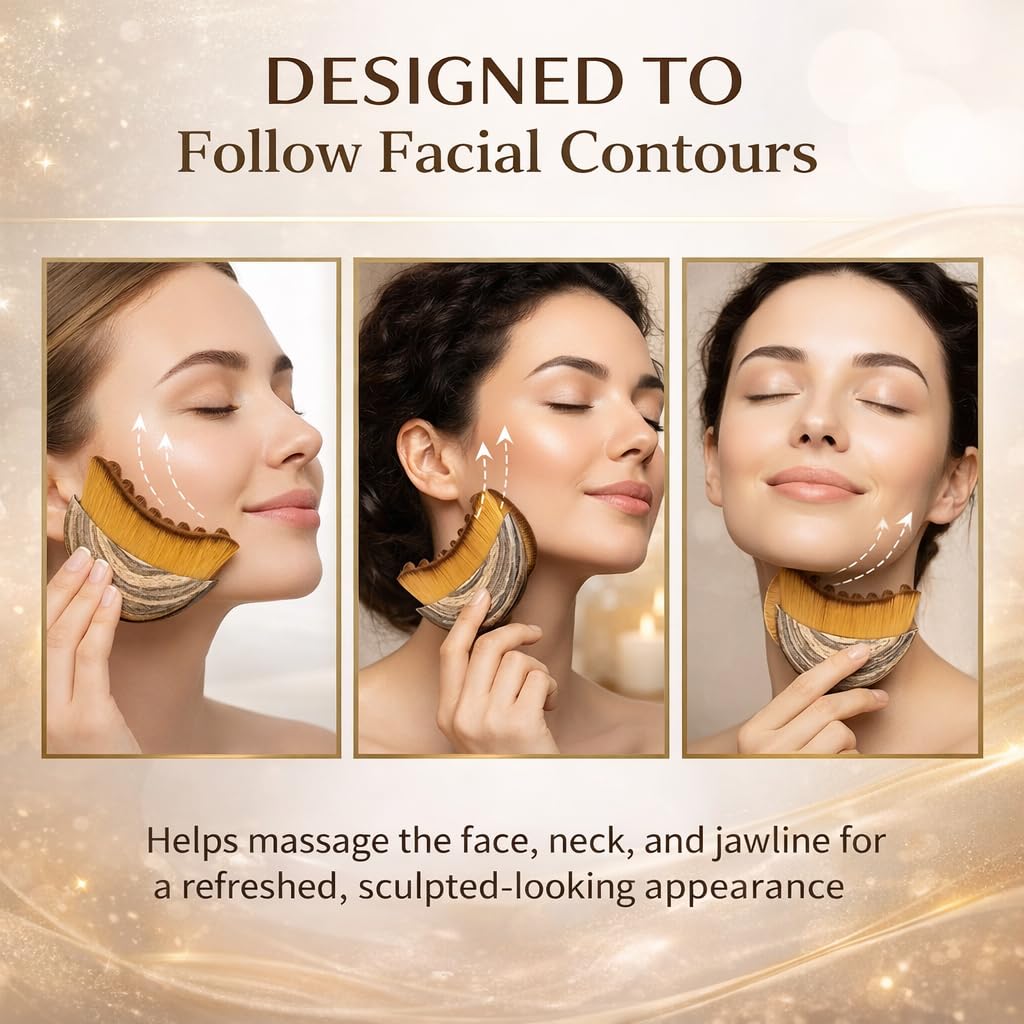 2PCS Lymphatic Contour Face Brush, Super Soft Manual Lymphatic Drainage Massager for Sculpting - Anti-Puffiness, Detox & Lift, Improves Skin Glow & Absorption (2 Pcs Contour Face Brush)